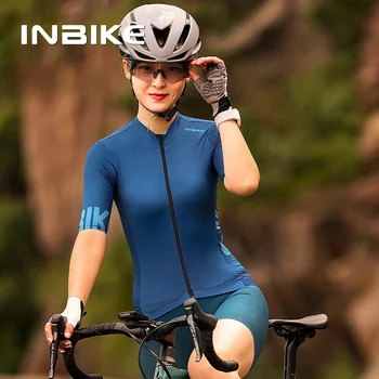 Женские футболки для езды на велосипеде INBIKE, майка для велоспорта с коротким рукавом, одежда для шоссейных велосипедов, майка MTB для езды на велосипеде с 3 задними карманами