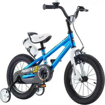 Фристайл 16 дюймов. Синий велосипед для мальчиков и девочек с подставкой и тренировочными колесами