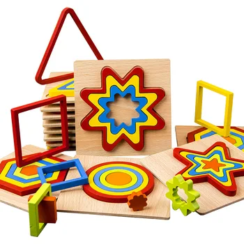 Интересные игрушки Монтессо Классификация деревянных геометрических фигур Математические Строительные блоки Развивающая игра-головоломка для детей дошкольного возраста