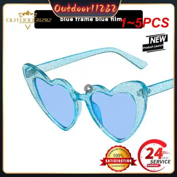 1 ~ 5ШТ Солнцезащитные очки в форме сердца для женщин, модные солнцезащитные очки Love Heart с защитой от UV400, винтажные солнцезащитные очки женские