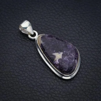 Звездные камни, фиолетовый лепидолит, подвеска из стерлингового серебра 925 пробы ручной работы, 1,75 