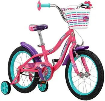 Детский велосипед с тренировочными колесами, 16-дюймовыми колесами, Для мальчиков и девочек в возрасте 3-5 лет, Корзиной, подставкой и Ручными тормозами, Идеально подходит для