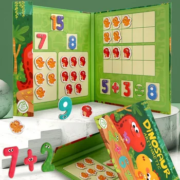 Деревянная доска Монтессори для разложения Математическая игрушка Мультяшные Магнитные наклейки Сложение чисел Вычитание Арифметические Детские игрушки-головоломки 1