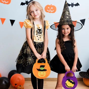 Объемные сумки-батноны из тыквы с привидениями-ведьмами на Хэллоуин, детские сумки для сладостей с сюрпризами и угощениями, принадлежности для вечеринок ужасов 2