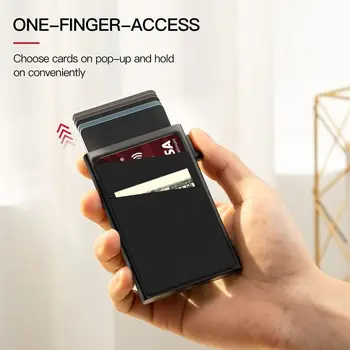 Всплывающий кошелек SEMORID, тонкий минималистичный держатель для кредитных карт для мужчин и женщин, мини-металлический кейс с RFID-блокировкой, вмещает 5 карт и наличные 2