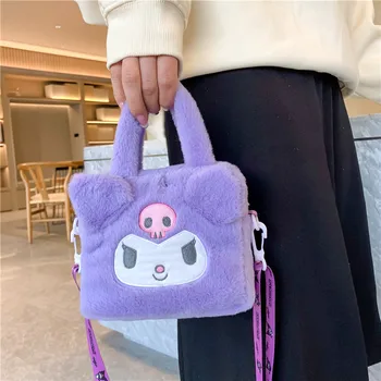 Сумка Sanrio, Кавайная плюшевая сумочка Cinnamoroll, Мелоди Куроми, мягкая сумочка, сумка через плечо, набитый аниме рюкзак, подарки для девочек и детей 2
