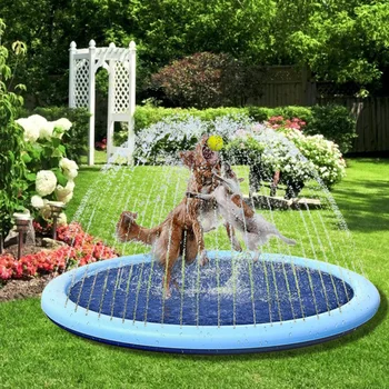 100/170 см Летний бассейн для домашних животных Надувной Разбрызгиватель воды Игровой Охлаждающий Коврик Открытый Интерактивный Фонтан Игрушка для собак 4