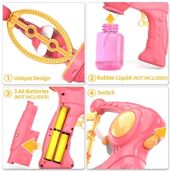 Пистолет для мыльных пузырей, выдувающий электрические пузыри, Автоматические игрушки для мыльных пузырей, игрушка для вечеринок на открытом воздухе для детей, подарок на День рождения 4