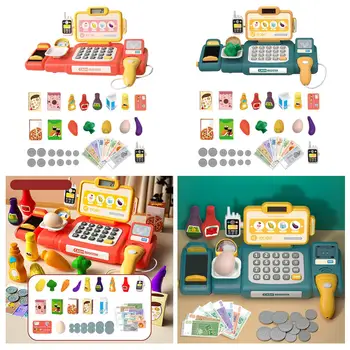 Детский игровой набор в супермаркете, играющий в еду, притворяющийся, что играет в детский магазин игрушек, кассовый аппарат для девочек, праздничные подарки 4