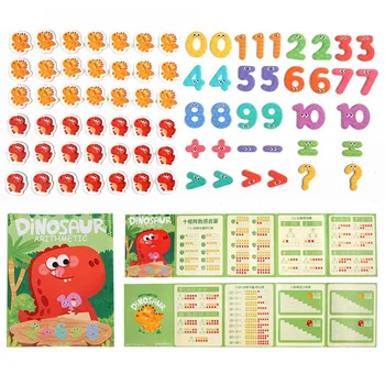 Деревянная доска Монтессори для разложения Математическая игрушка Мультяшные Магнитные наклейки Сложение чисел Вычитание Арифметические Детские игрушки-головоломки 4