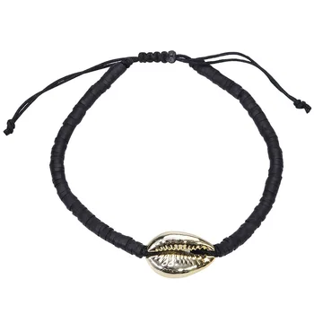 Чешский пляжный браслет из ракушек Ручной работы, Регулируемые браслеты с веревочной цепочкой для женщин, ювелирные браслеты-манжеты 4