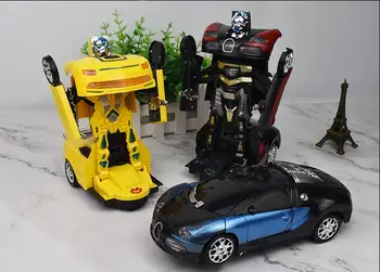 Детский электрический автомобиль-трансформер с карданным подвес, игрушка-робот, Светоизлучающая С музыкой, Многофункциональные детские игрушки-трансформеры с автоматическим управлением 4