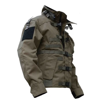 Тактическая износостойкая куртка Для мужчин, военный спецагент, Ветрозащитные Водонепроницаемые куртки-карго с несколькими карманами, уличное боевое пальто 4