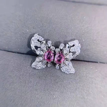 Розовый циркон овальной огранки, яркие серьги-гвоздики в виде бабочки, Очаровательные женские серьги для банкета, элегантный ювелирный подарок для девочек 4