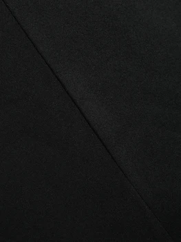 [EAM] Свободный Крой, Черное Шерстяное Пальто Большого Размера С Разрезом Сбоку, Парки, Новая Женская Мода С Длинным Рукавом, Осень-Зима 2023 1DF4366 5